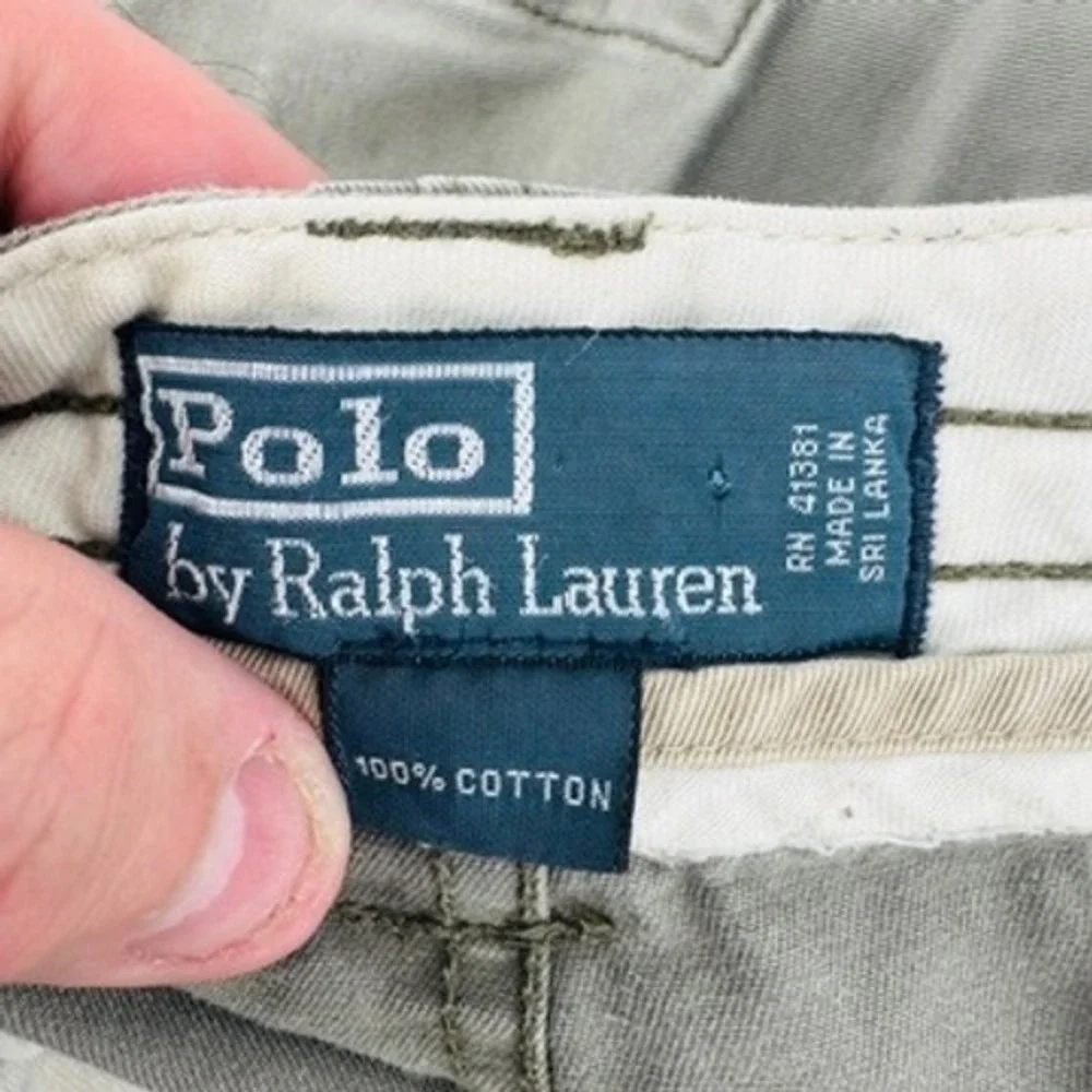 Y2k Polo‎ Ralph Lauren Cargo Shorts Baggy Mens 35 Green Classic Heavy Utility